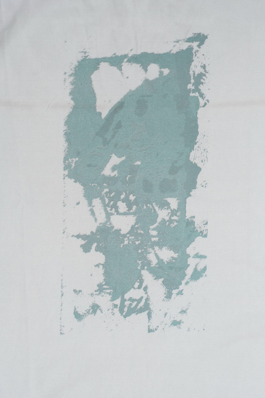 Back Print Long Sleeve Tee with Elbow Slit - Blue