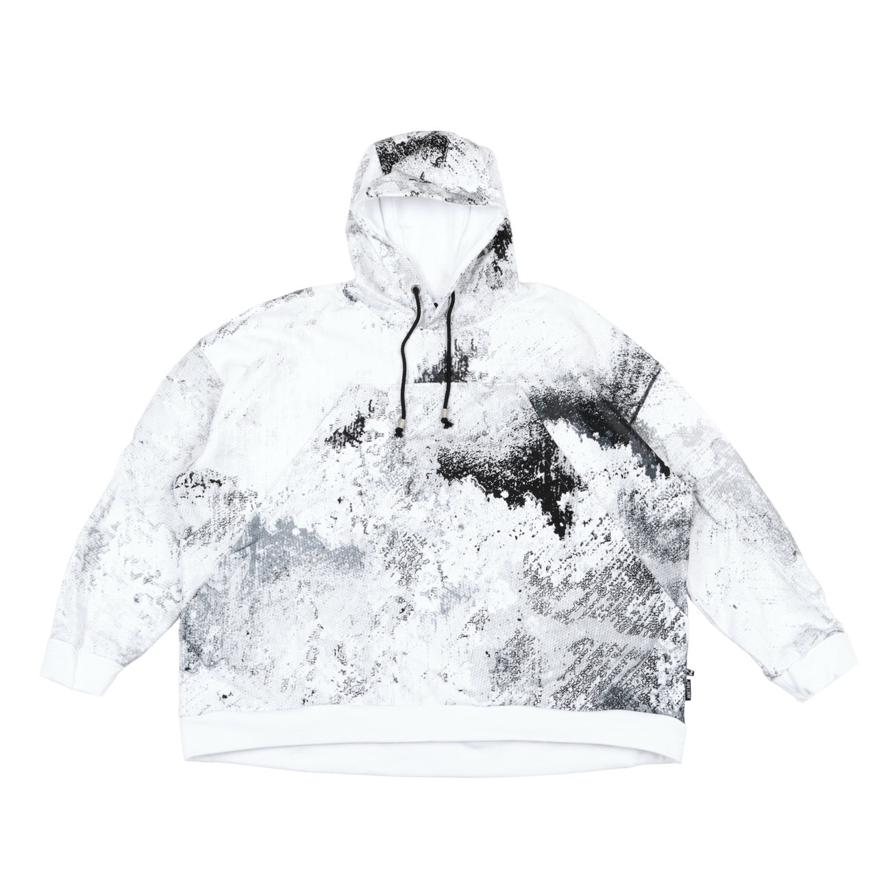 Oversized Graphic Hoodie — Black & Grey Texture Print