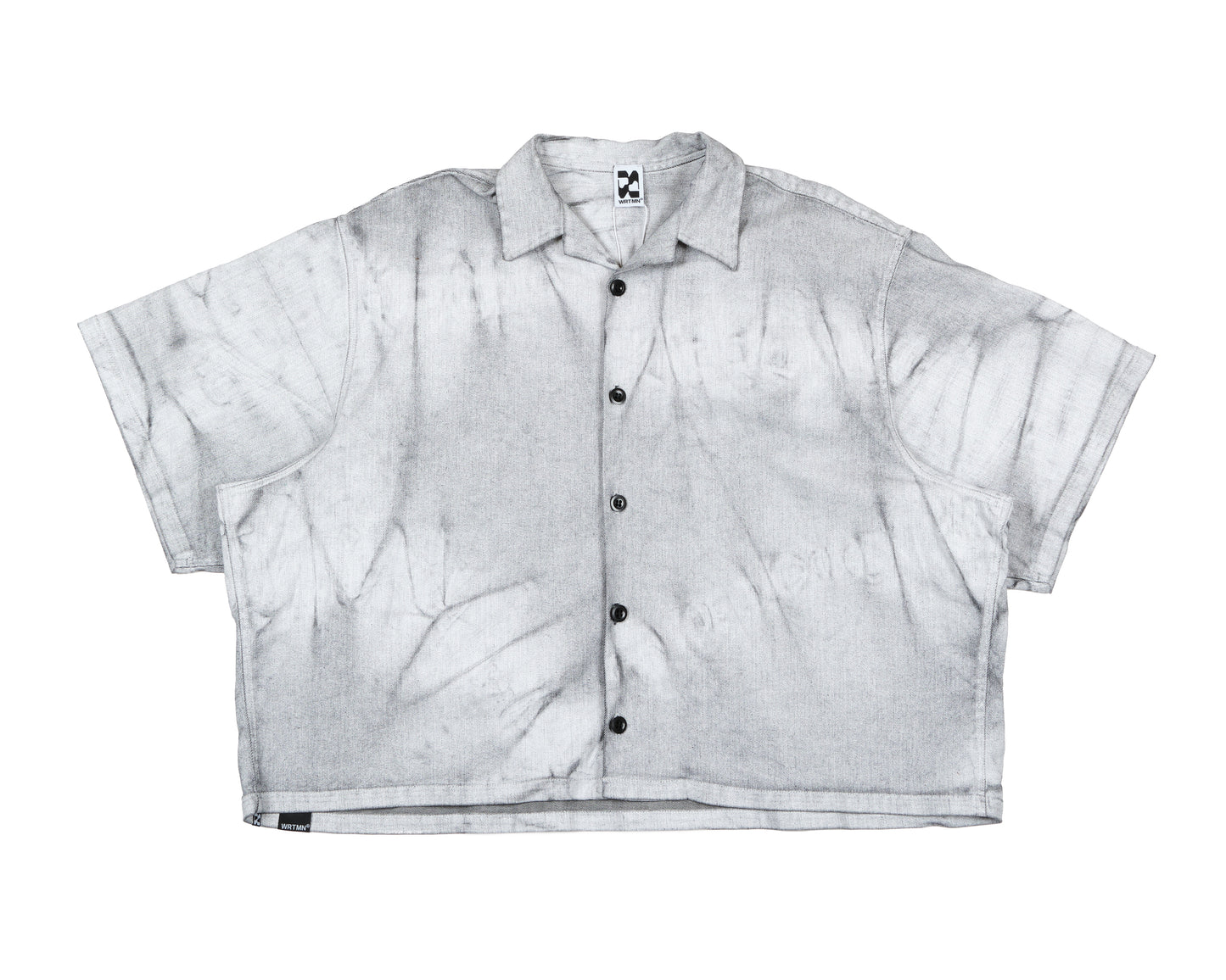 Boxy Coated Denim Shirt — Marble Wash