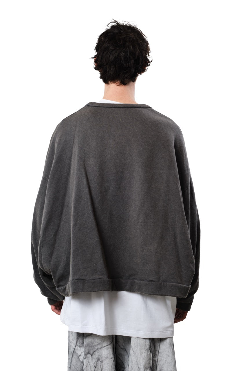 Branded Batwing Cropped Sweat — Ozone-Treated Washed Black