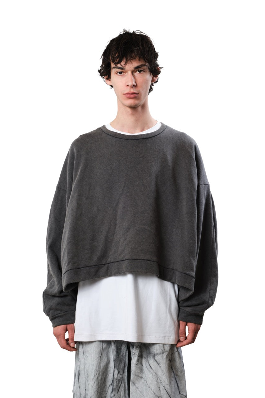 Batwing Cropped Sweat — Ozone-Treated Washed Black