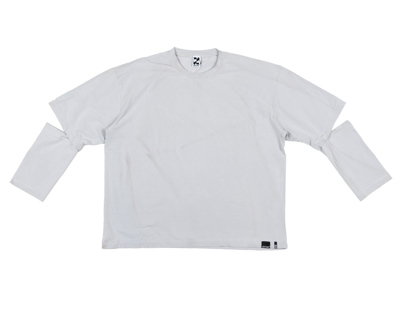 Back Print Long Sleeve Tee with Elbow Slit - Blue