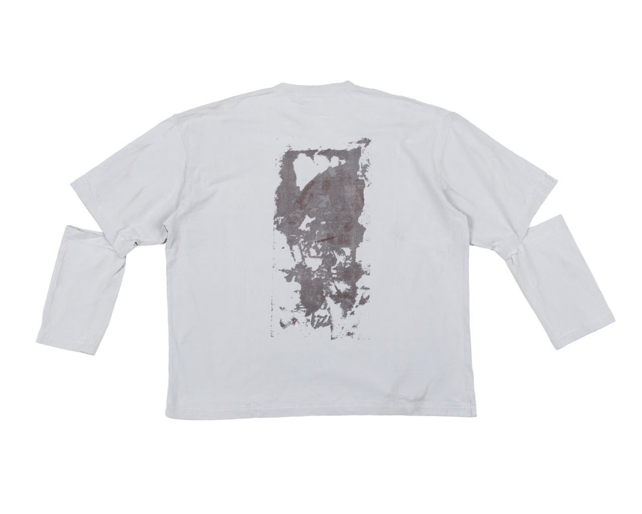 Back Print Long Sleeve Tee with Elbow Slit - Red