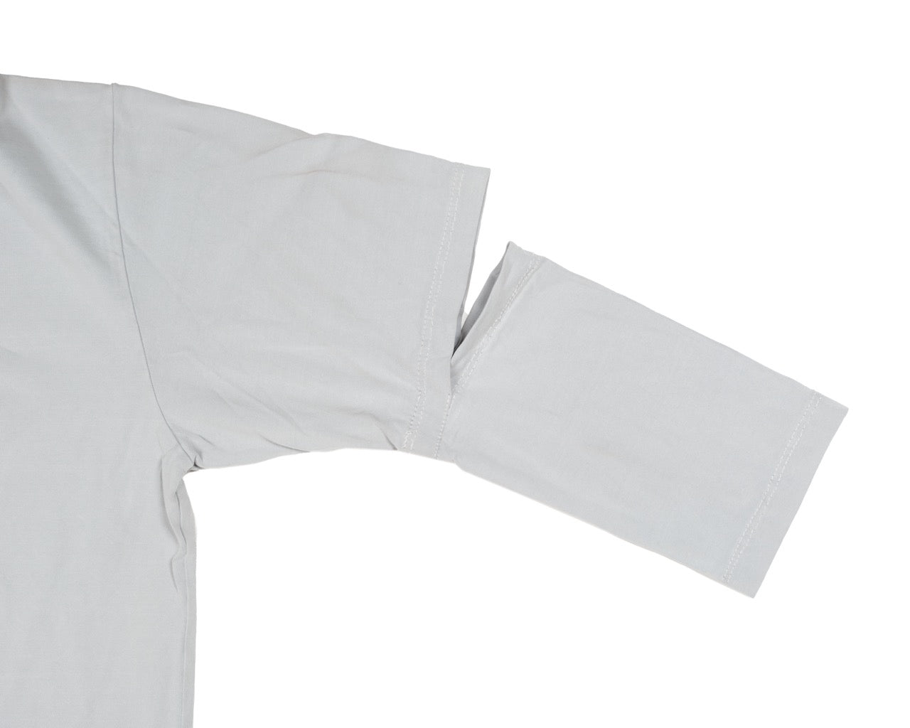 Back Print Long Sleeve Tee with Elbow Slit - Blue