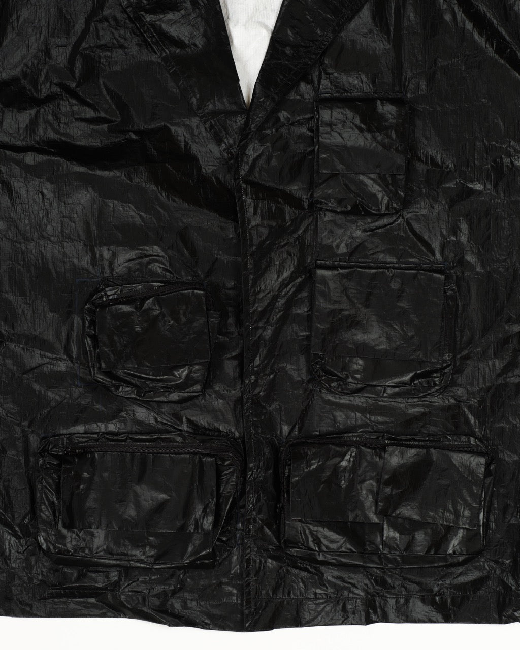 Black Tyvek Utilitarian Oversized Suit Jacket
