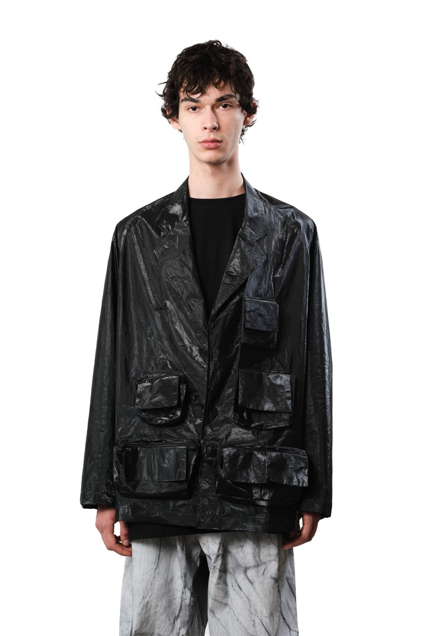 Black Tyvek Utilitarian Oversized Suit Jacket