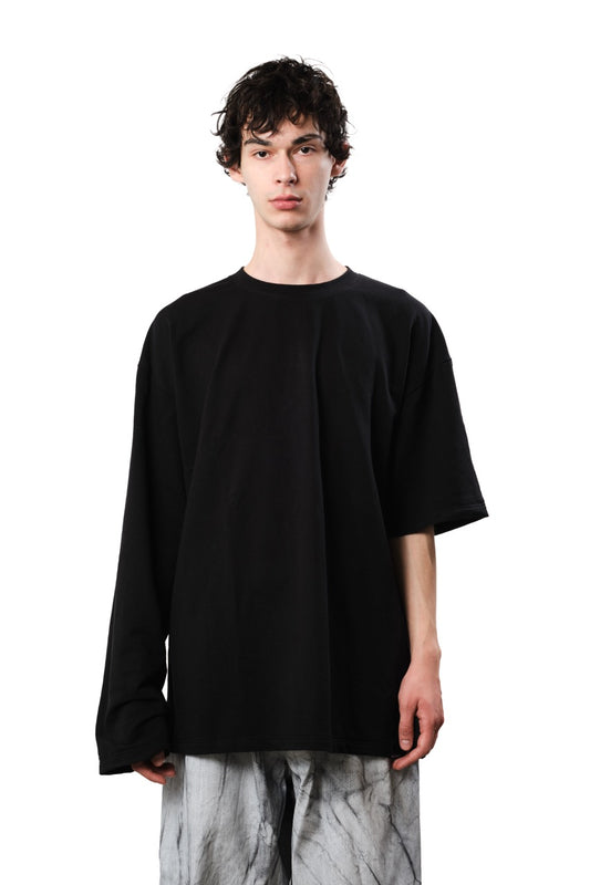 Asymmetrical Tee — Black Cotton Jersey